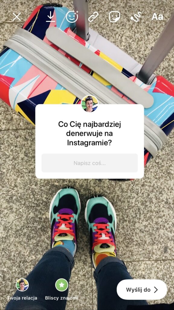 Widok na pytanie z Instagram Stories