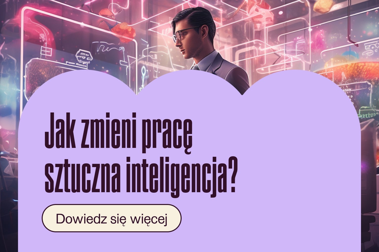 Grafika promująca raport AI i rynek pracy w Polsce